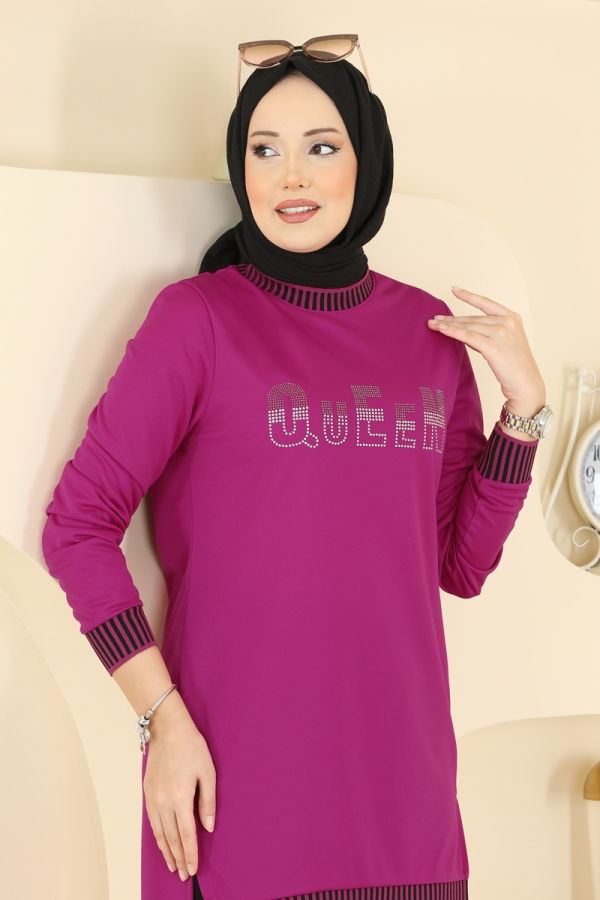 Modaselvim Hijab Combinations Combined 2823SLK540 Fuchsia
