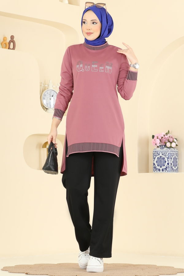 Modaselvim Hijab Combinations Combined 2823SLK540 Rose Dried