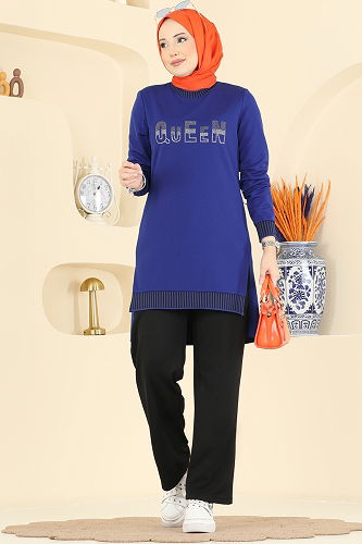 moda selvim طقم نيلي 2823SLK540 - Thumbnail