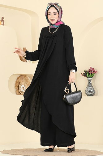 moda selvim طقم أسود 2824SLK540 - Thumbnail