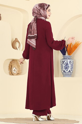 moda selvim طقم خمري 2824SLK540 - Thumbnail