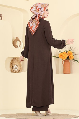 moda selvim طقم بني غامق 2824SLK540 - Thumbnail