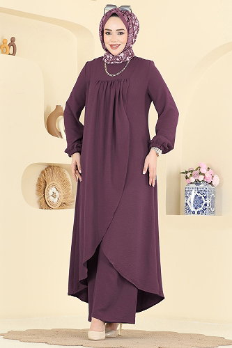 moda selvim طقم ليلكي غامق 2824SLK540 - Thumbnail