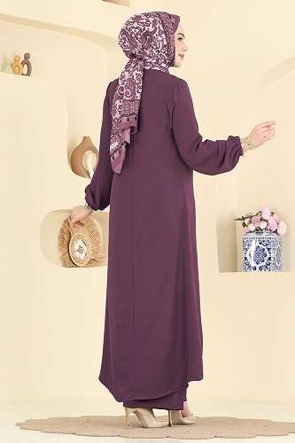 moda selvim طقم ليلكي غامق 2824SLK540 - Thumbnail
