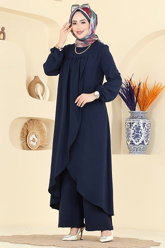 moda selvim طقم كحلي غامق 2824SLK540 - Thumbnail