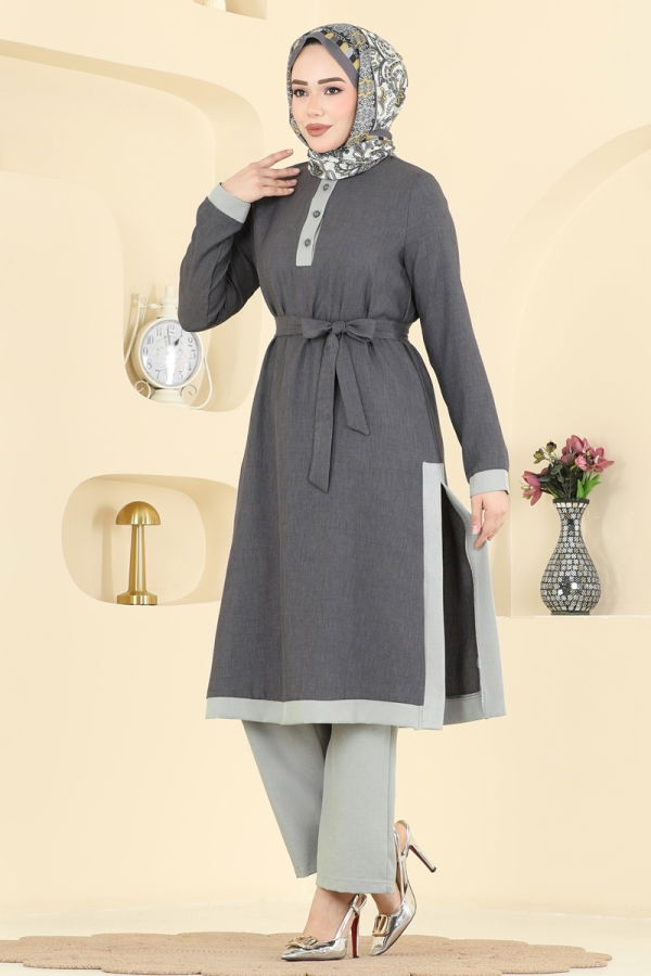 Modaselvim Hijab Combinations Combined 2826SLK540 Anthracite