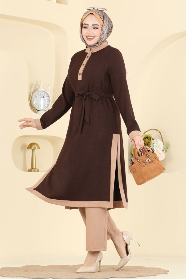 Modaselvim Hijab Combinations Combined 2826SLK540 Brown