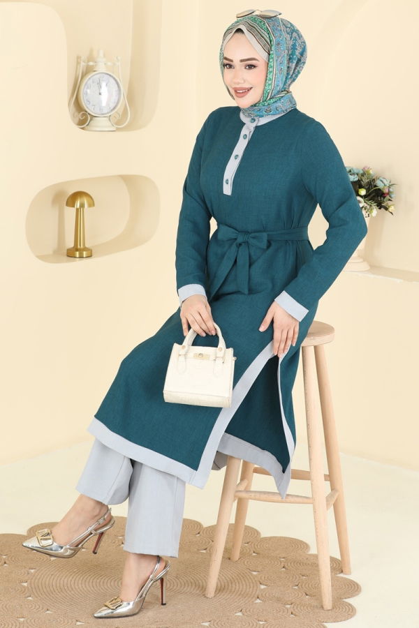 Modaselvim Hijab Combinations Combined 2826SLK540 Petroleum