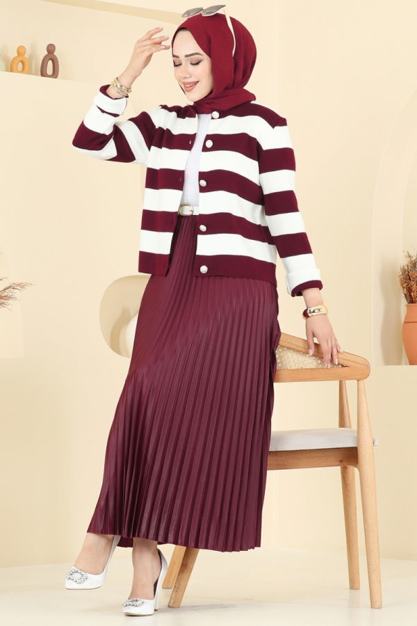 Modaselvim Hijab Combinations Combined 2828MP806 Burgundy