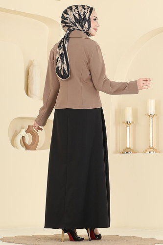 moda selvim طقم أسود وبيج 2828SL432 - Thumbnail