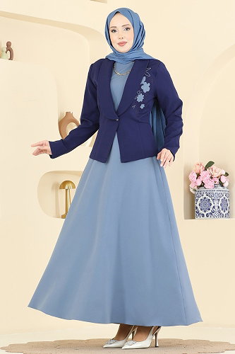 moda selvim Combined 2828SL432 Blue & Navy Blue - Thumbnail