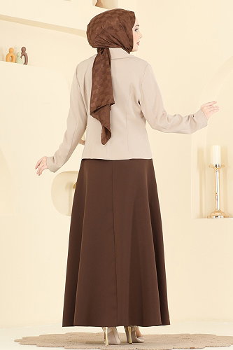 moda selvim طقم بني وبيج 2828SL432 - Thumbnail