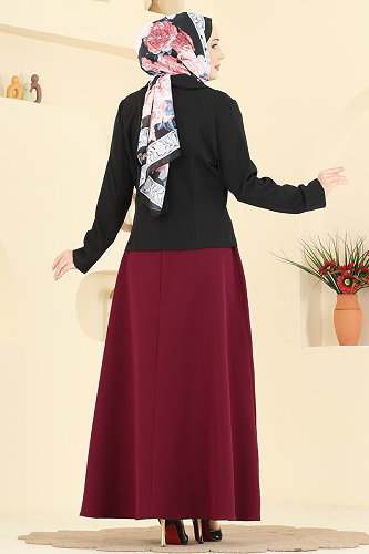moda selvim Combined 2828SL432 Burgundy & Black - Thumbnail