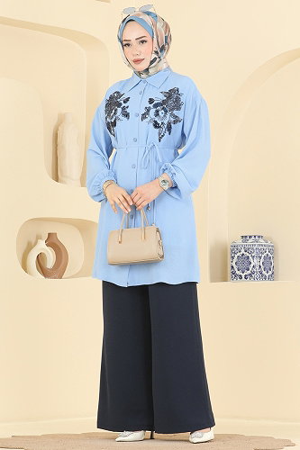moda selvim Combined 2829SLK540 Baby Blue & Navy Blue - Thumbnail