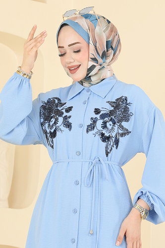 moda selvim طقم أزرق فاتح &كحلي 2829SLK540 - Thumbnail