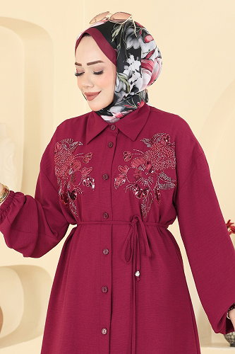 moda selvim Combined 2829SLK540 Burgundy & Black - Thumbnail