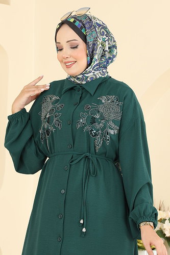 moda selvim Combined 2829SLK540 Emerald & Ecru - Thumbnail