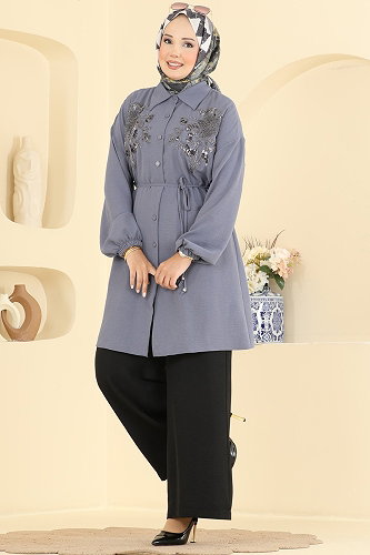 moda selvim طقم رمادي وأسود 2829SLK540 - Thumbnail