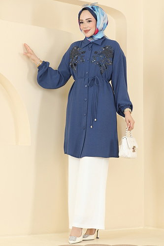 moda selvim Combined 2829SLK540 Indigo&Ecru - Thumbnail