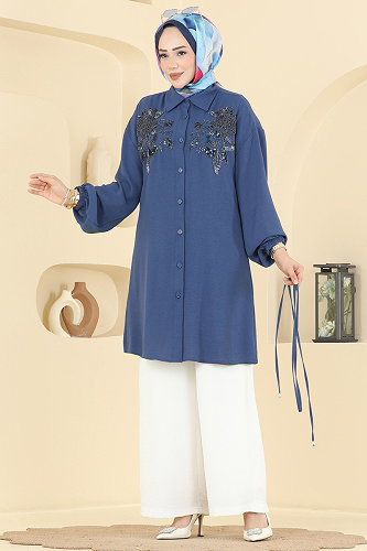 moda selvim Combined 2829SLK540 Indigo&Ecru - Thumbnail