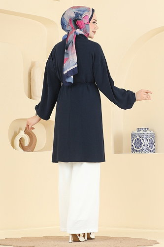 moda selvim Combined 2829SLK540 Navy Blue&Ecru - Thumbnail