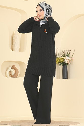 moda selvim طقم أسود 2834AYD574 - Thumbnail