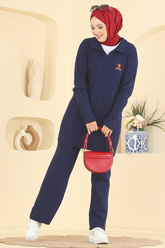 moda selvim طقم كحلي 2834AYD574 - Thumbnail