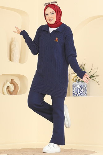 moda selvim طقم كحلي 2834AYD574 - Thumbnail