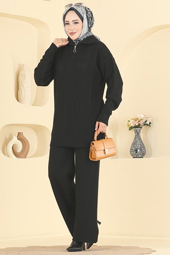 moda selvim طقم أسود 2835AYD574 - Thumbnail