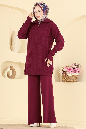 moda selvim طقم خمري 2835AYD574 - Thumbnail
