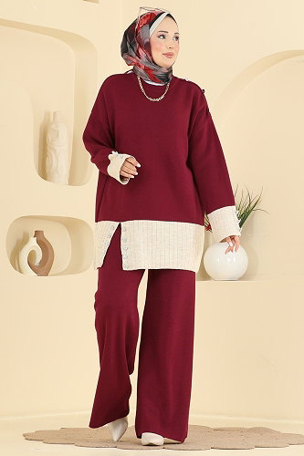 moda selvim طقم خمري 2836AYD574 - Thumbnail