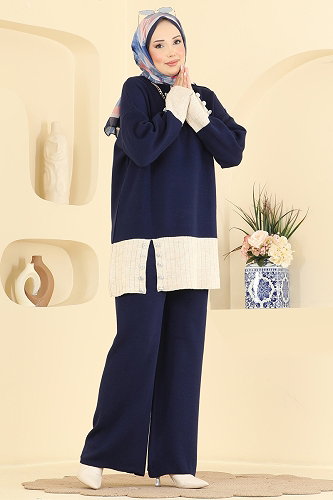 moda selvim طقم كحلي 2836AYD574 - Thumbnail
