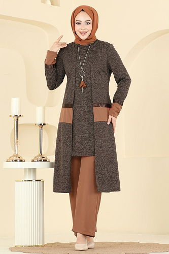 moda selvim طقم بني 2838ASMK1074 - Thumbnail