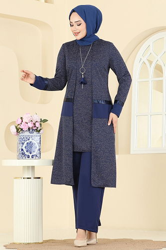 moda selvim طقم كحلي 2838ASMK1074 - Thumbnail