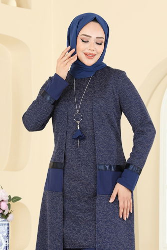 moda selvim طقم كحلي 2838ASMK1074 - Thumbnail