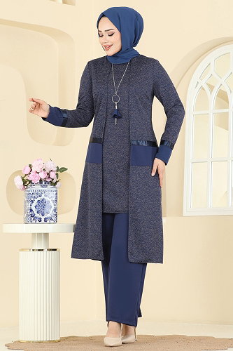 moda selvim طقم كحلي 2838ASMK1074 - Thumbnail