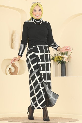 moda selvim طقم أسود 2838AYD574 - Thumbnail