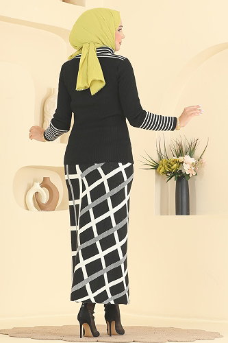 moda selvim طقم أسود 2838AYD574 - Thumbnail