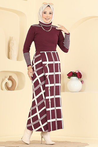 moda selvim Combined 2838AYD574 Burgundy - Thumbnail