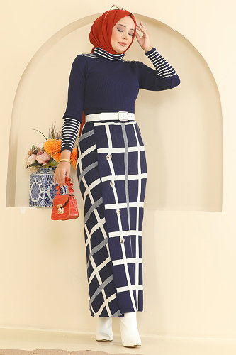 moda selvim طقم كحلي 2838AYD574 - Thumbnail