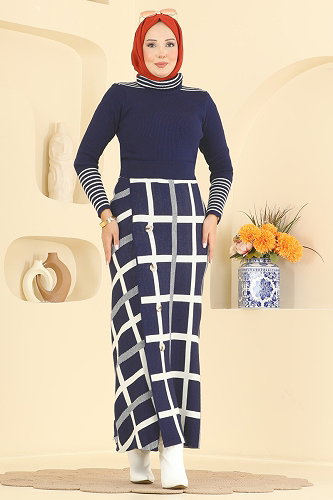 moda selvim طقم كحلي 2838AYD574 - Thumbnail