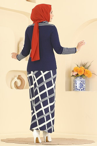 moda selvim طقم كحلي 2838AYD574 - Thumbnail