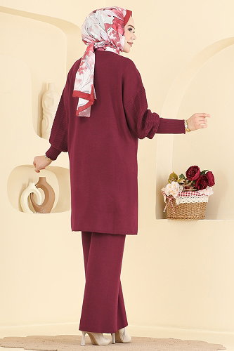 moda selvim طقم خمري 2839AYD574 - Thumbnail