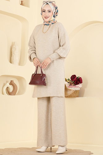 moda selvim طقم بيج 2839AYD574 - Thumbnail