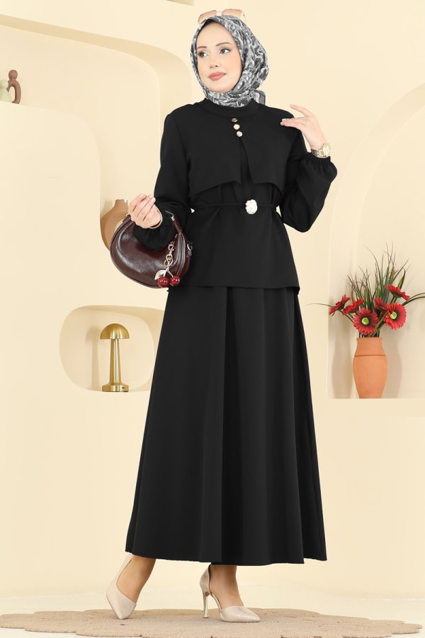 Modaselvim Hijab Combinations Combined 2839SLK540 Black