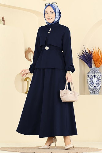 moda selvim طقم كحلي غامق 2839SLK540 - Thumbnail