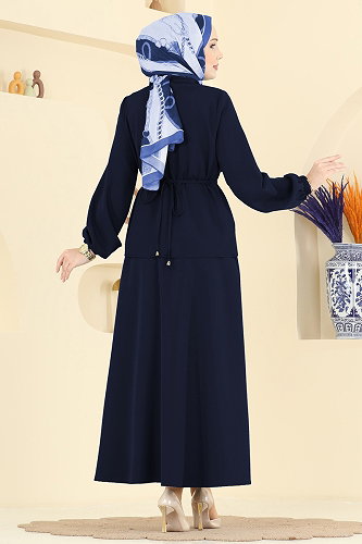 moda selvim طقم كحلي غامق 2839SLK540 - Thumbnail