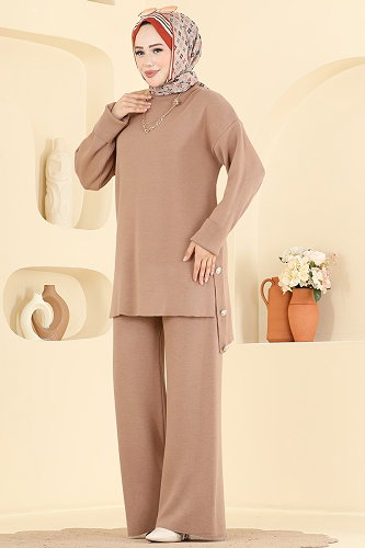 moda selvim طقم عسلي فاتح 2840AYD574 - Thumbnail