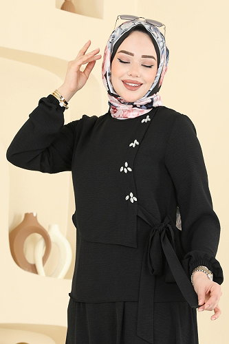 moda selvim طقم أسود 2844SLK540 - Thumbnail