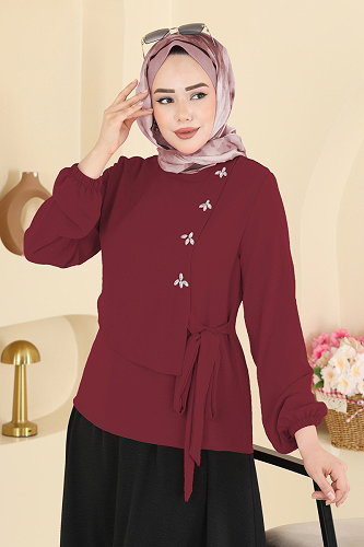 moda selvim Combined 2844SLK540 Burgundy & Black - Thumbnail